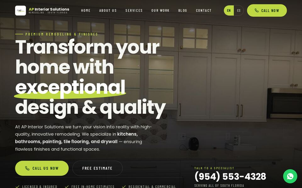 AP Interior Solutions — sitio bilingüe