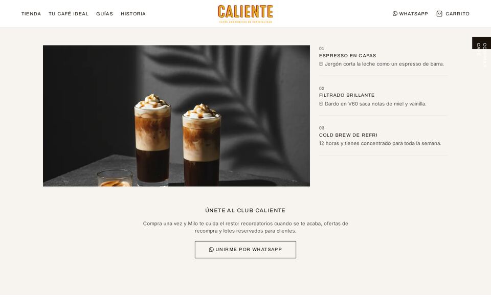 Caliente Café — pedidos y atención