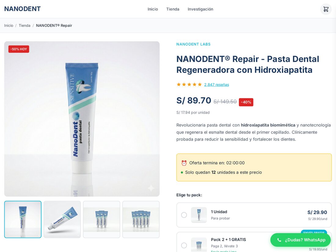 Nanodent — pasta dental con hidroxiapatita